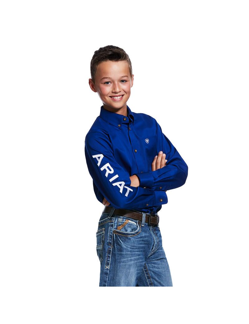 Camisas De Traje Ariat Team Logo Twill Classic Fit Niños Blancas | CQDT35987