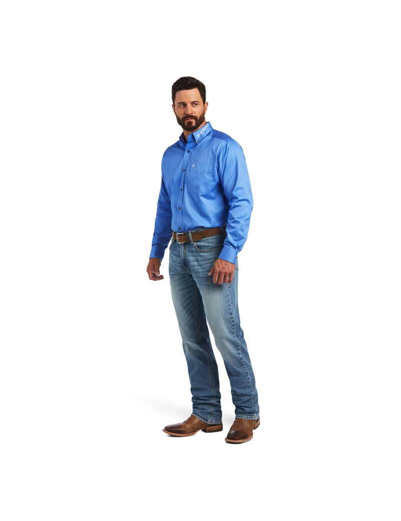 Camisas De Traje Ariat Team Logo Twill Classic Fit Hombre Azules | JYBZ84572