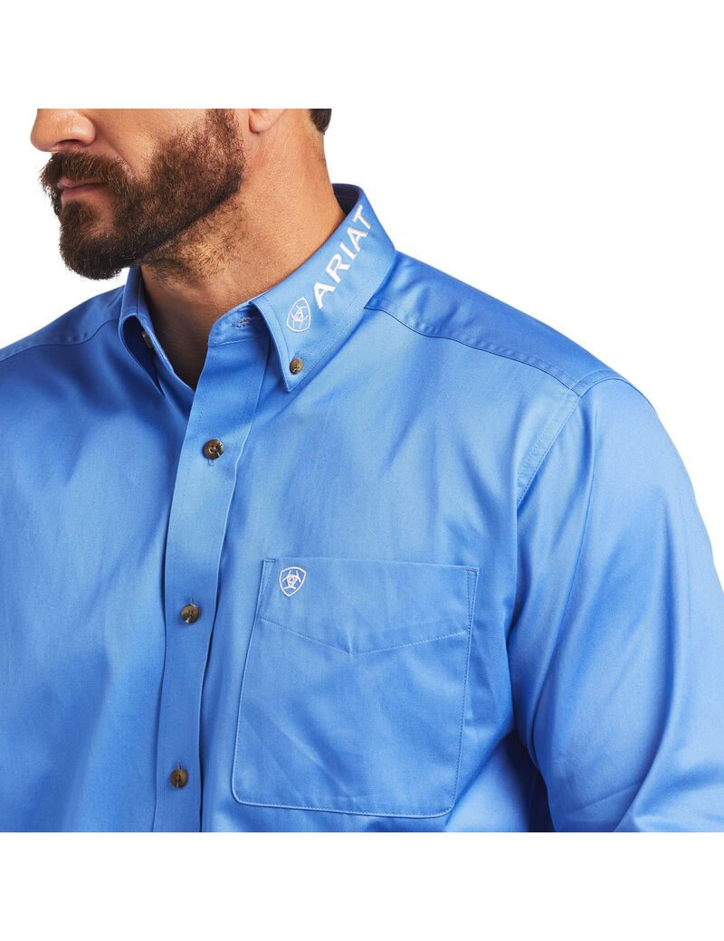 Camisas De Traje Ariat Team Logo Twill Classic Fit Hombre Azules | JYBZ84572