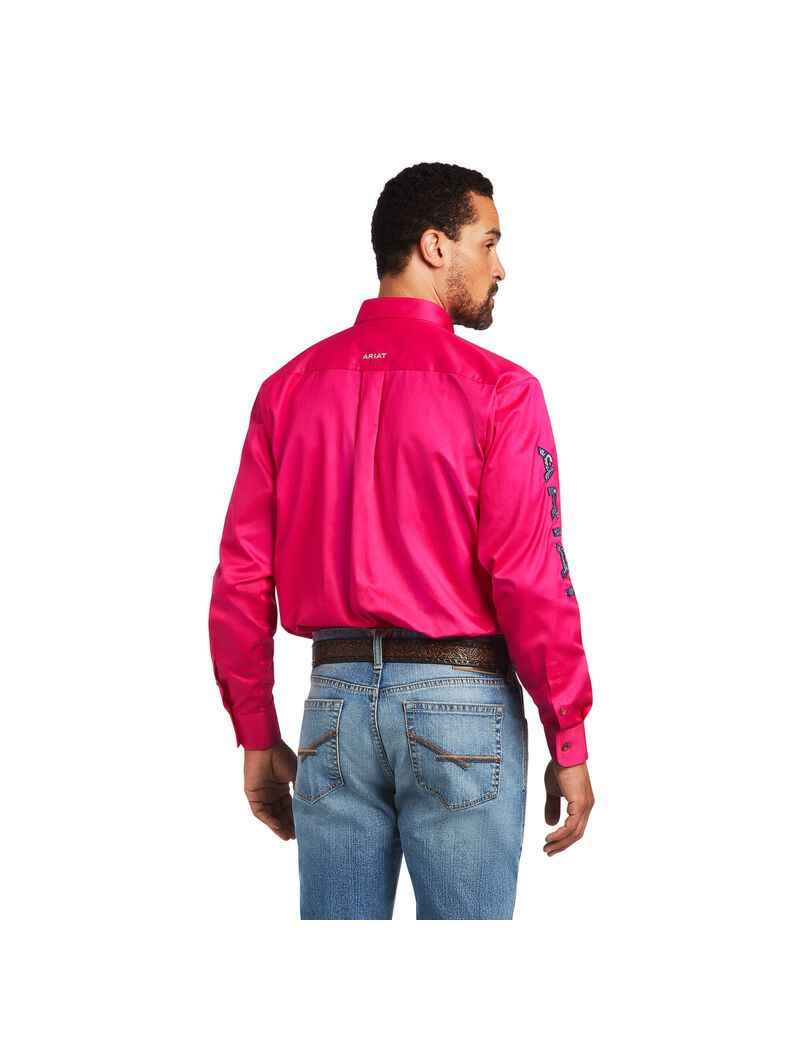 Camisas De Traje Ariat Team Logo Twill Classic Fit Hombre Rosas | KGYR20794