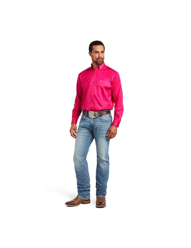 Camisas De Traje Ariat Team Logo Twill Classic Fit Hombre Rosas | KGYR20794