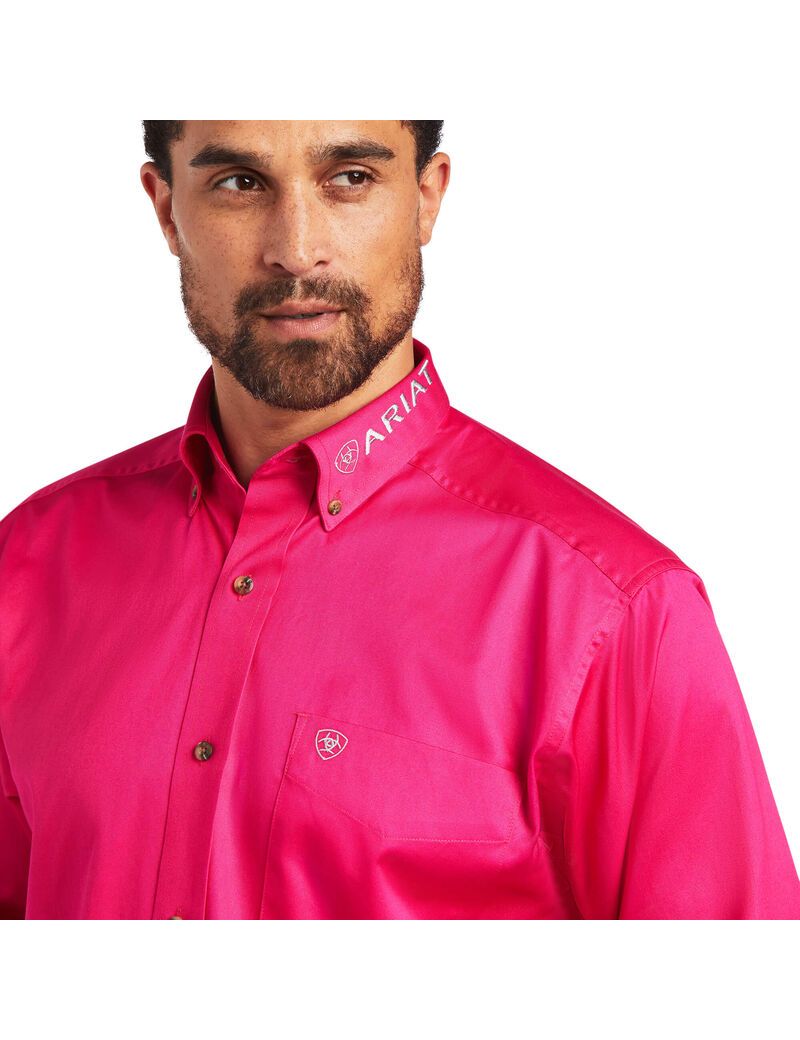 Camisas De Traje Ariat Team Logo Twill Classic Fit Hombre Rosas | KGYR20794