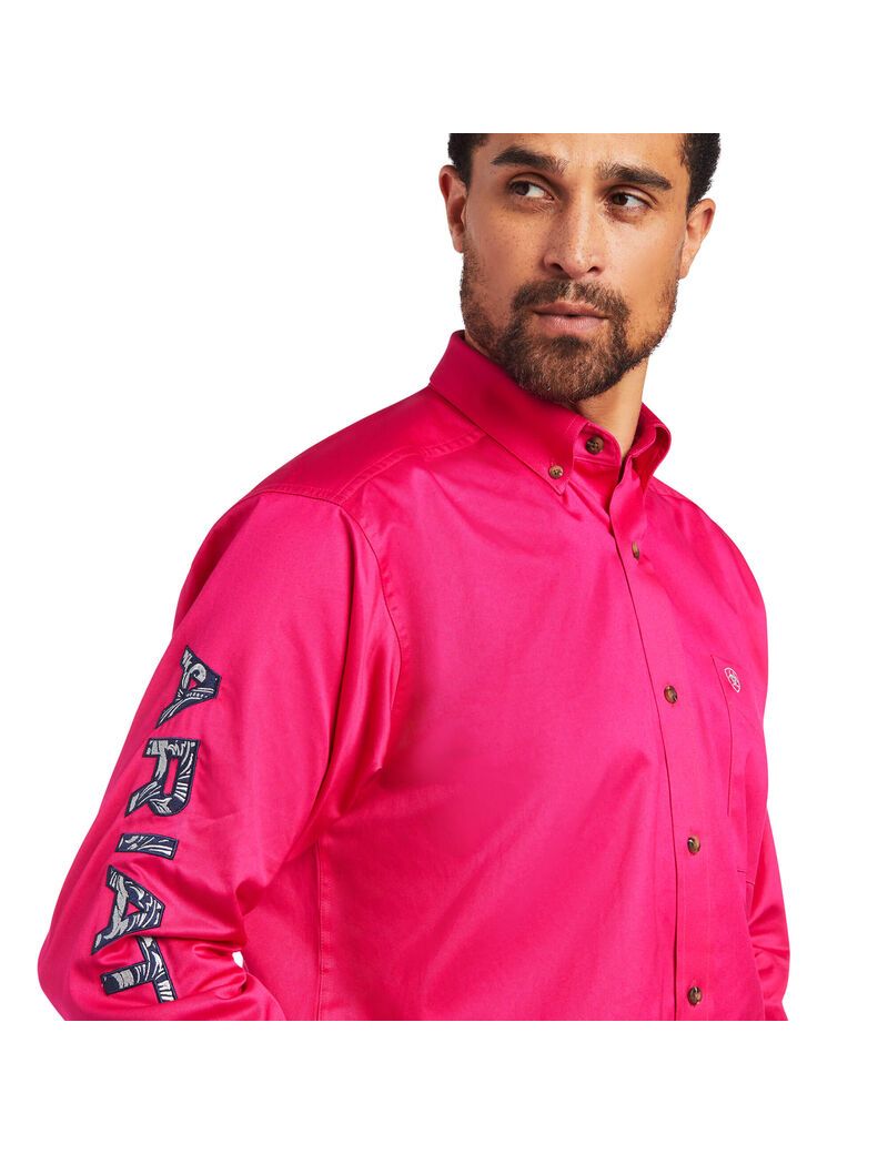 Camisas De Traje Ariat Team Logo Twill Classic Fit Hombre Rosas | KGYR20794