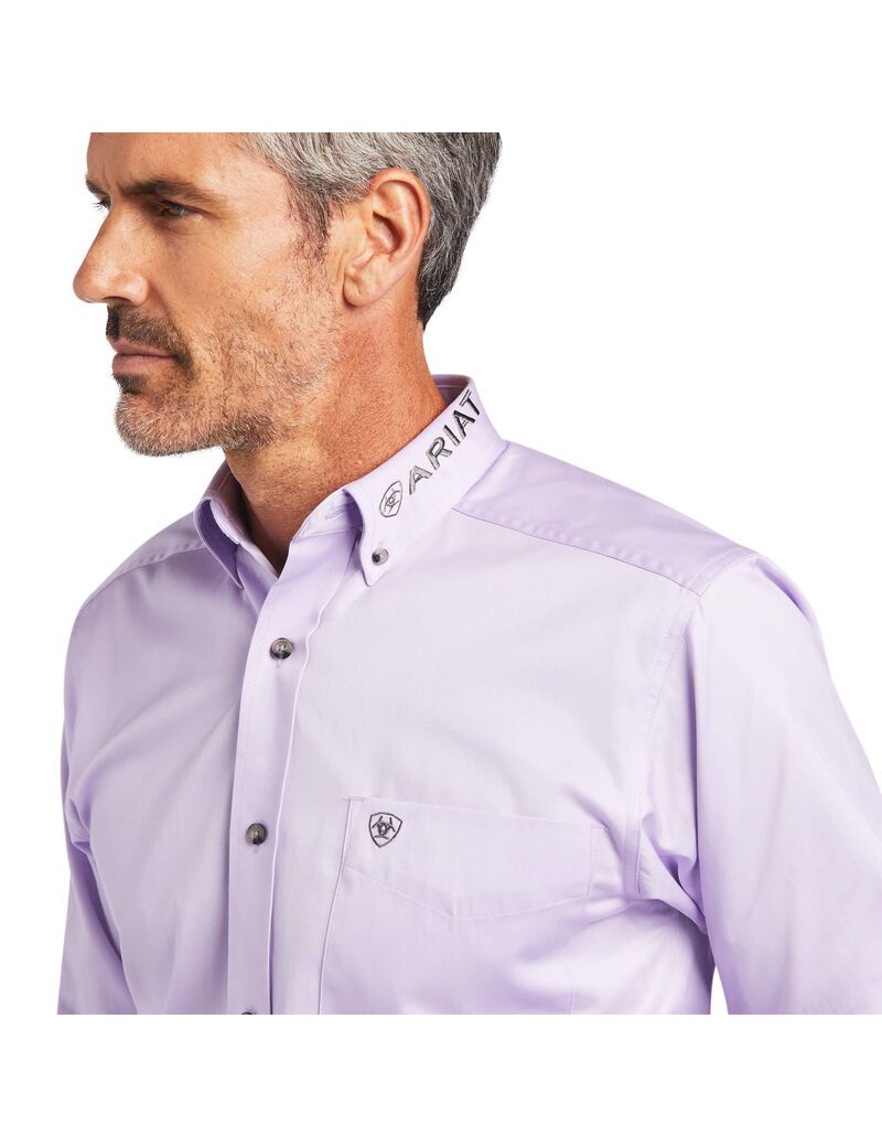 Camisas De Traje Ariat Team Logo Twill Fitted Hombre Moradas Gris | JGTI56180