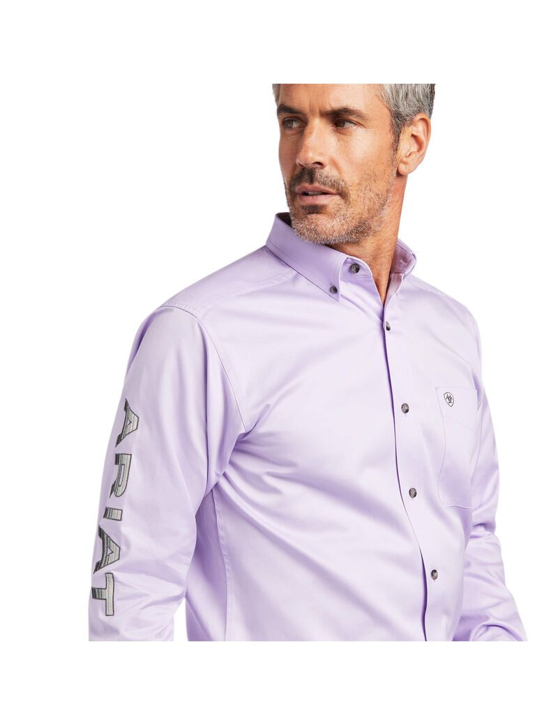 Camisas De Traje Ariat Team Logo Twill Fitted Hombre Moradas Gris | JGTI56180