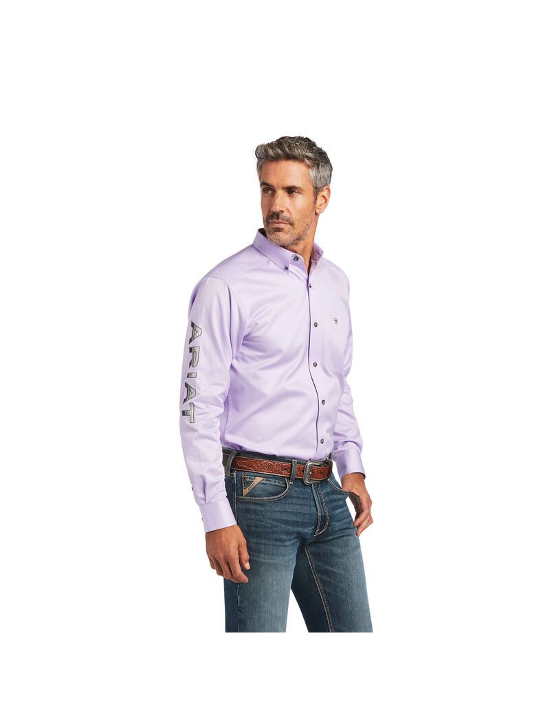 Camisas De Traje Ariat Team Logo Twill Fitted Hombre Moradas Gris | JGTI56180