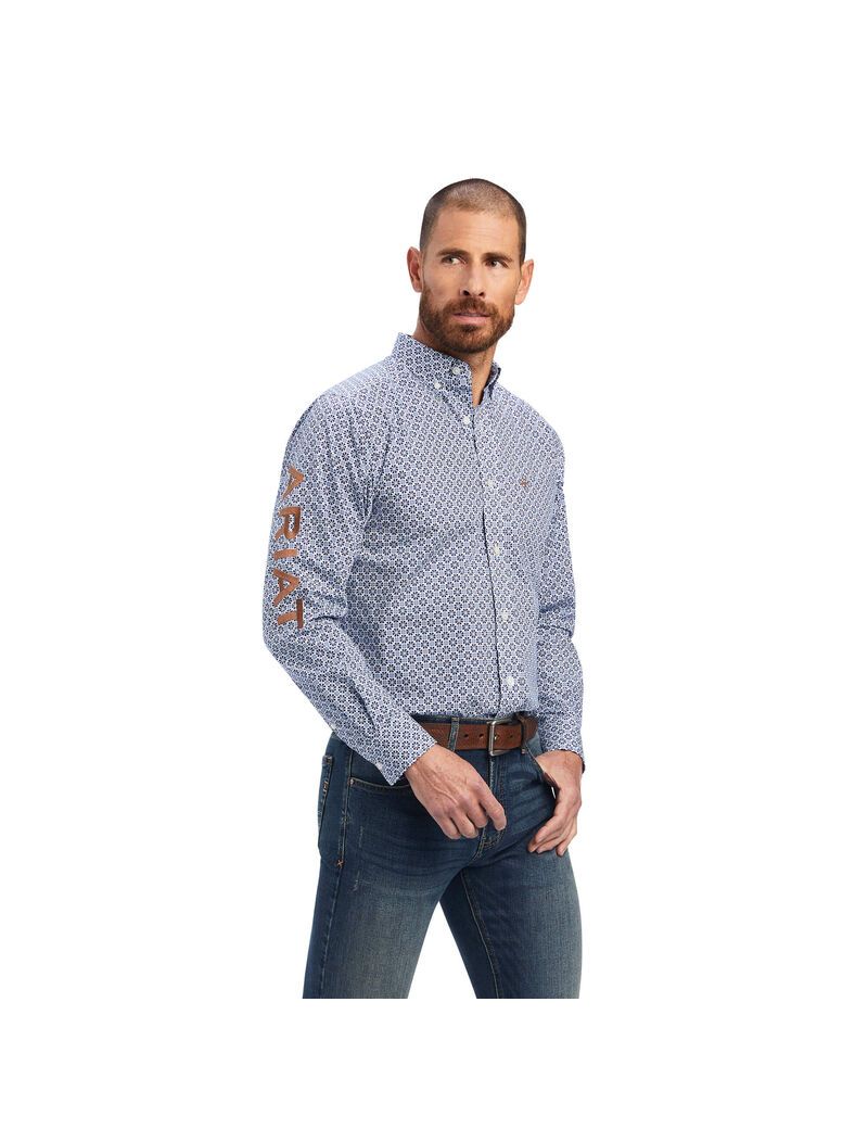 Camisas De Traje Ariat Team Maurice Fitted Hombre Blancas | ETQD53740