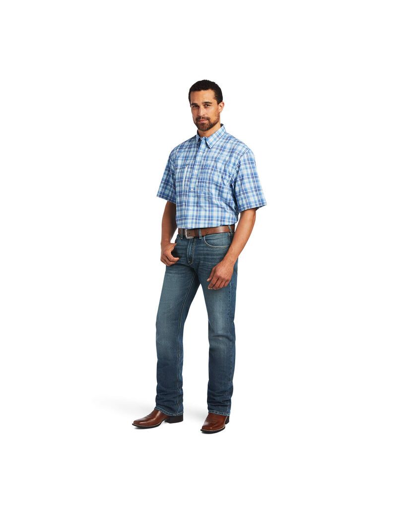 Camisas De Traje Ariat VentTEK Classic Fit Hombre Azules | OFUP46319