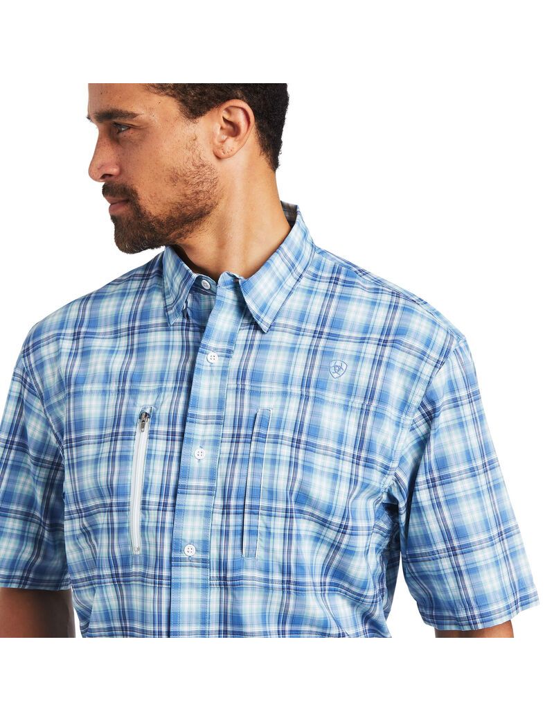 Camisas De Traje Ariat VentTEK Classic Fit Hombre Azules | OFUP46319