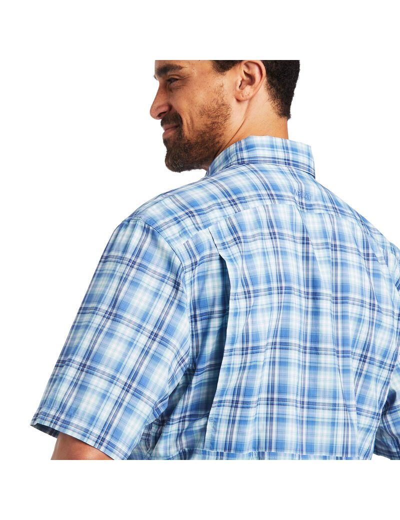 Camisas De Traje Ariat VentTEK Classic Fit Hombre Azules | OFUP46319