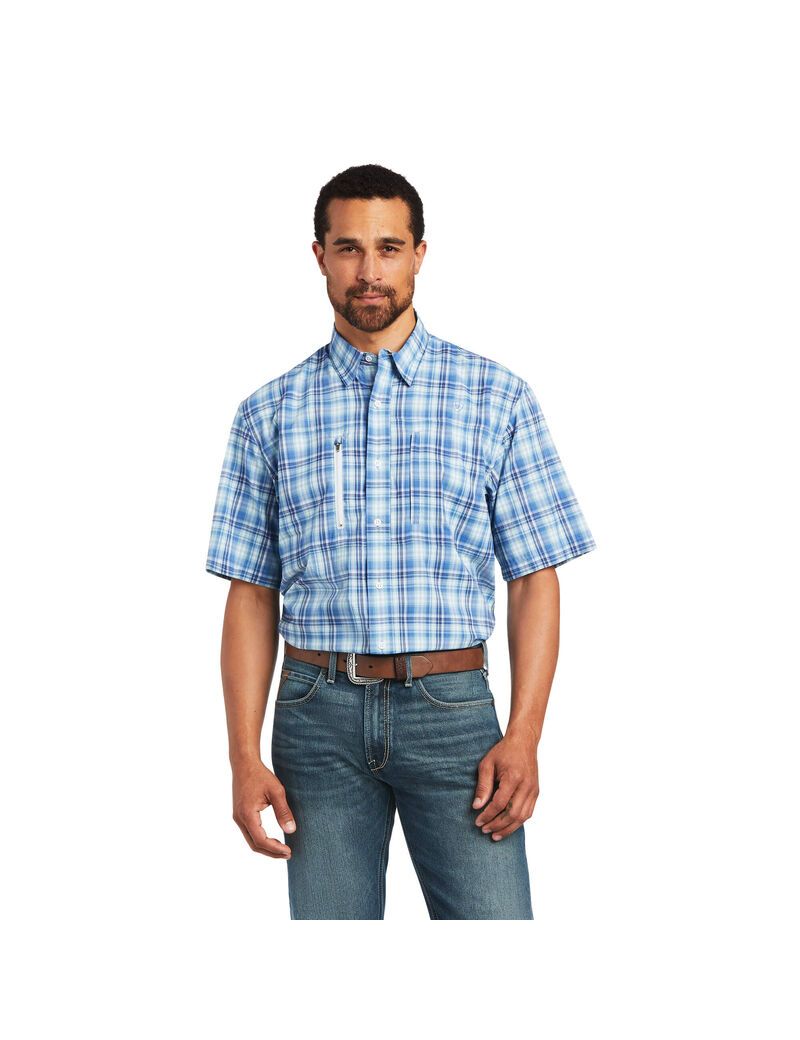 Camisas De Traje Ariat VentTEK Classic Fit Hombre Azules | OFUP46319