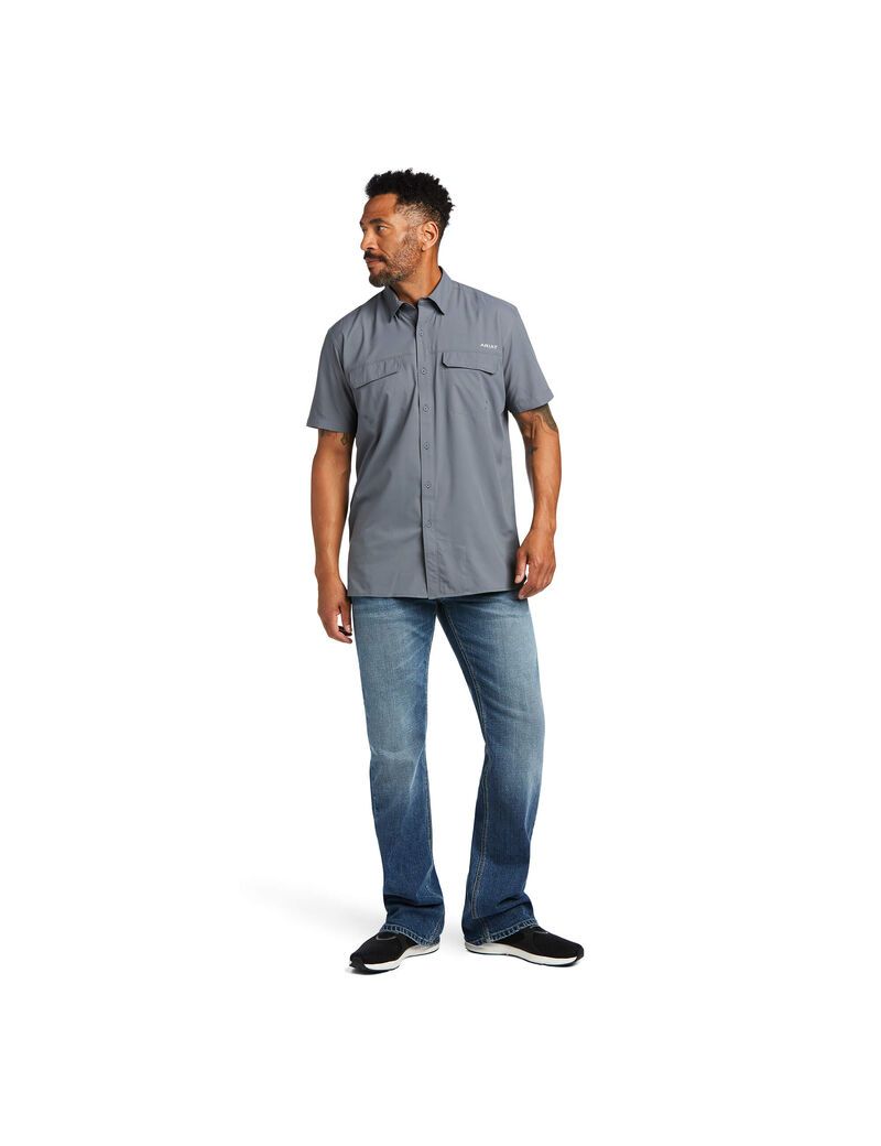 Camisas De Traje Ariat VentTEK Outbound Fitted Hombre Gris Oscuro | IYDV51276