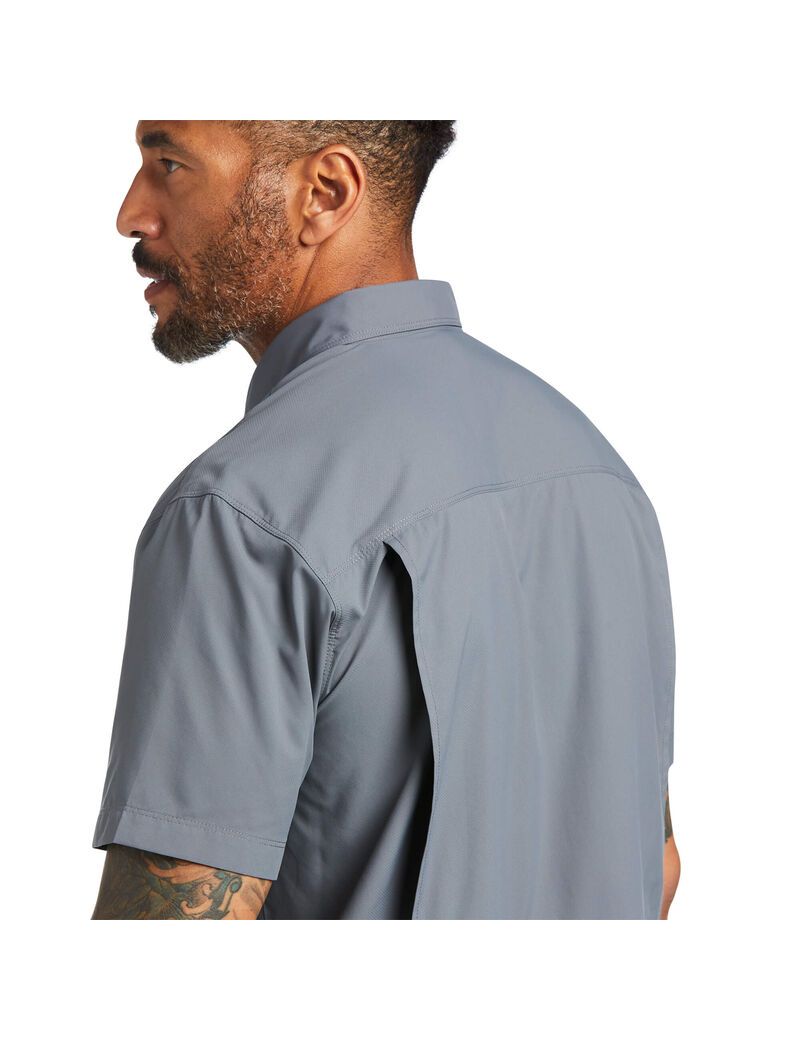 Camisas De Traje Ariat VentTEK Outbound Fitted Hombre Gris Oscuro | IYDV51276