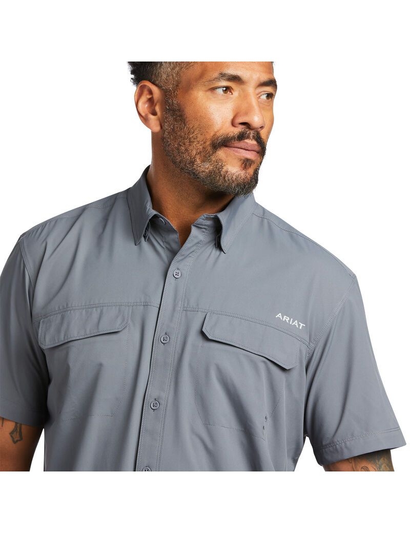 Camisas De Traje Ariat VentTEK Outbound Fitted Hombre Gris Oscuro | IYDV51276