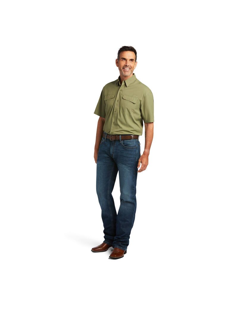 Camisas De Traje Ariat VentTEK Outbound Classic Fit Hombre Verde Oscuro | LRUK10354