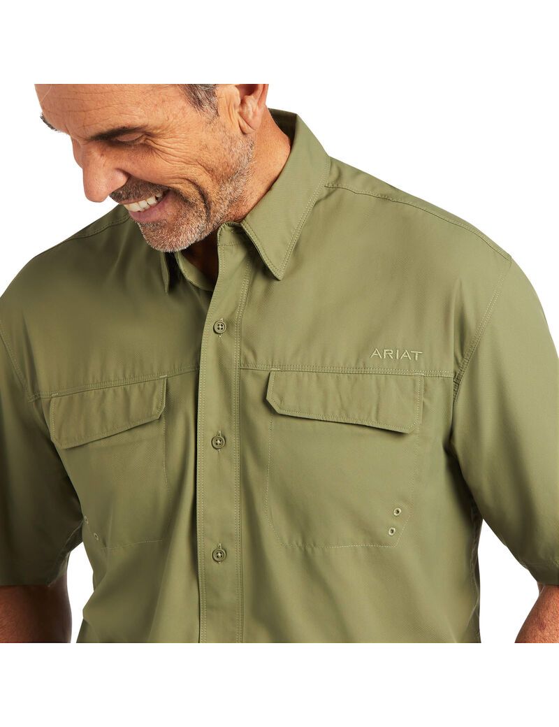 Camisas De Traje Ariat VentTEK Outbound Classic Fit Hombre Verde Oscuro | LRUK10354