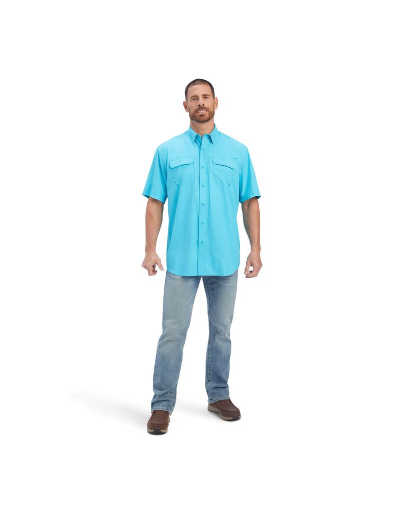 Camisas De Traje Ariat VentTEK Outbound Classic Fit Hombre Azules | MQPI47861