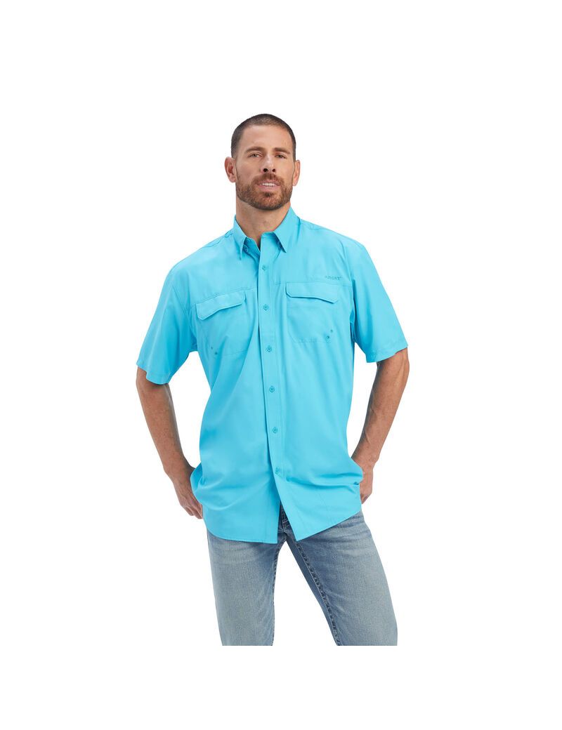 Camisas De Traje Ariat VentTEK Outbound Classic Fit Hombre Azules | MQPI47861