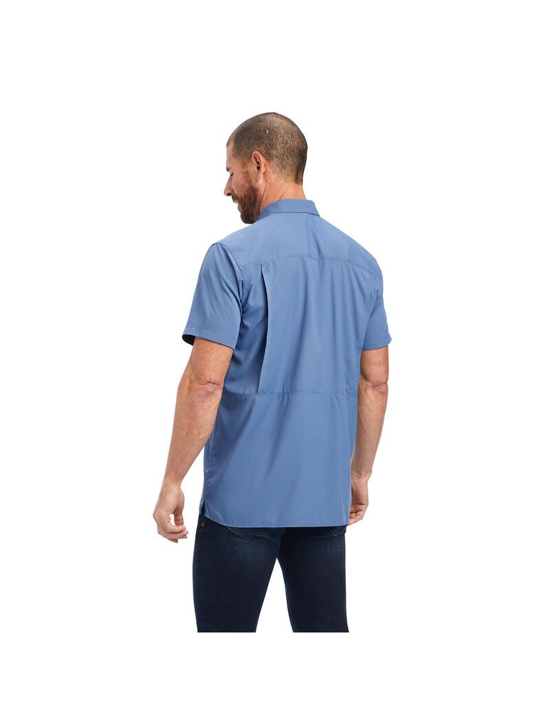 Camisas De Traje Ariat VentTEK Outbound Fitted Hombre Azules | PQTA38162