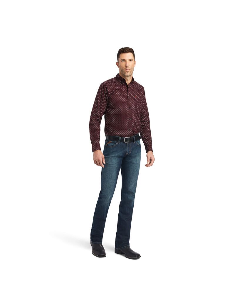 Camisas De Traje Ariat Wesson Fitted Hombre Rojas | GBQD92504