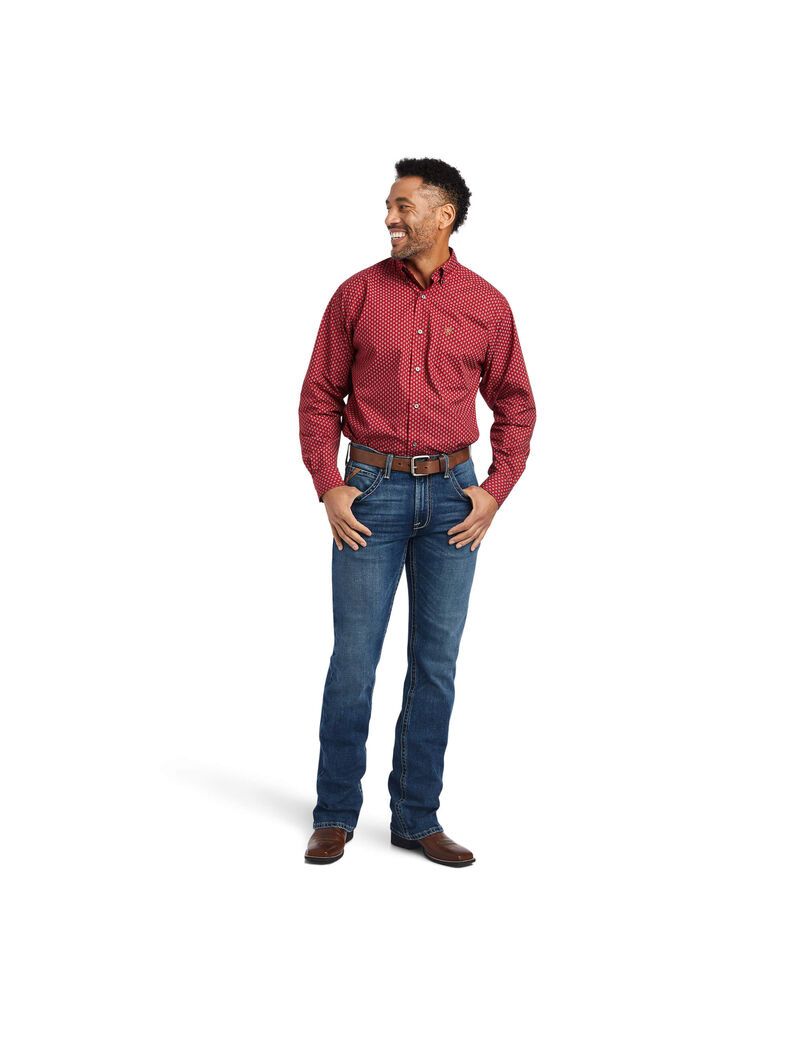 Camisas De Traje Ariat Wilcott Classic Fit Hombre Rojas | HOEL59324