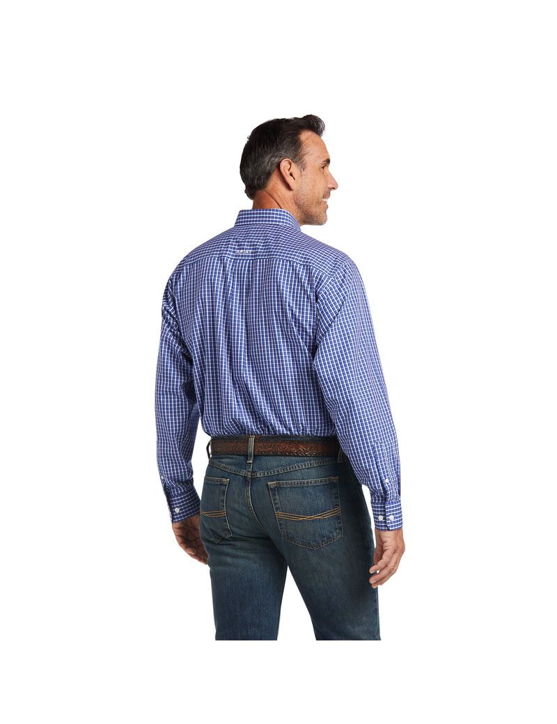 Camisas De Traje Ariat Wrinkle Free Cairo Classic Fit Hombre Azules | VQAK10957