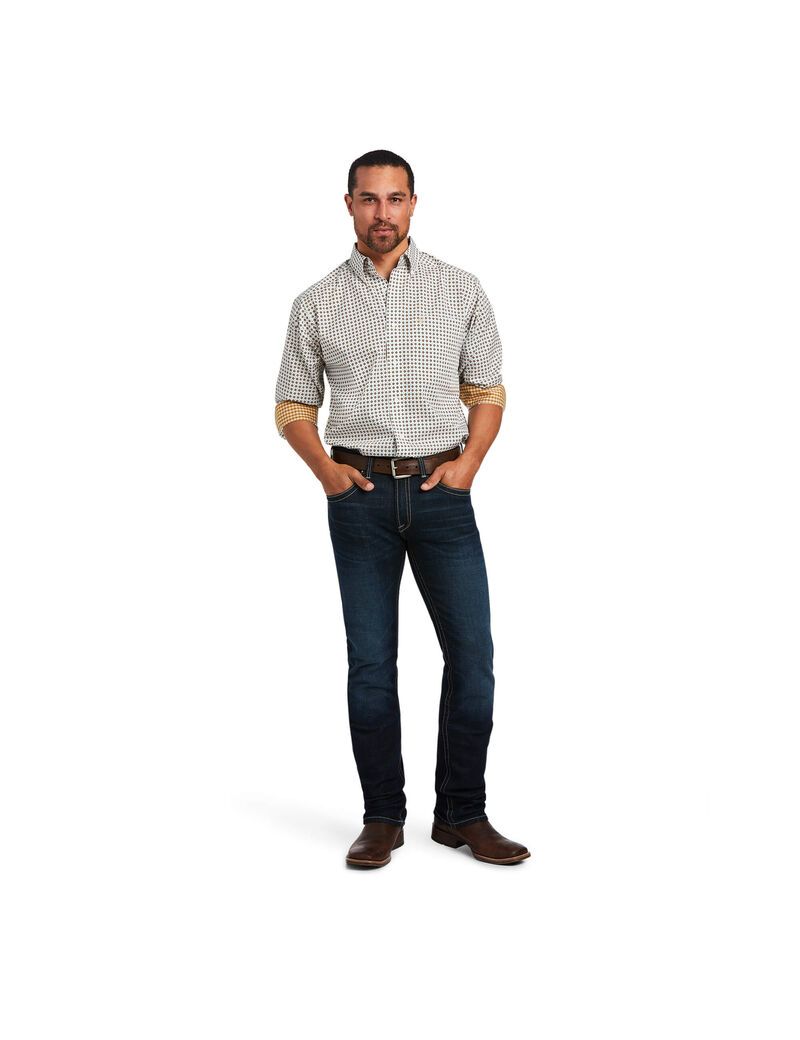 Camisas De Traje Ariat Wrinkle Free Hayden Classic Fit Hombre Blancas | YKLR68103