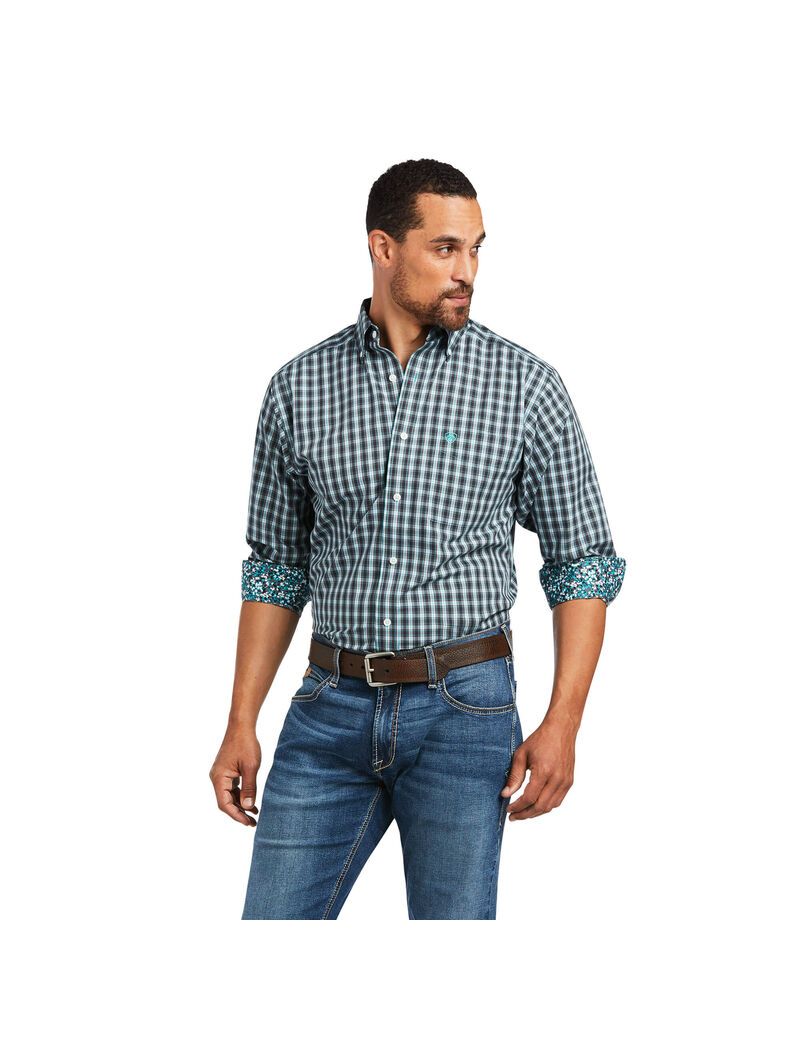 Camisas De Traje Ariat Wrinkle Free Houston Fitted Hombre Multicolor | VIMP35270