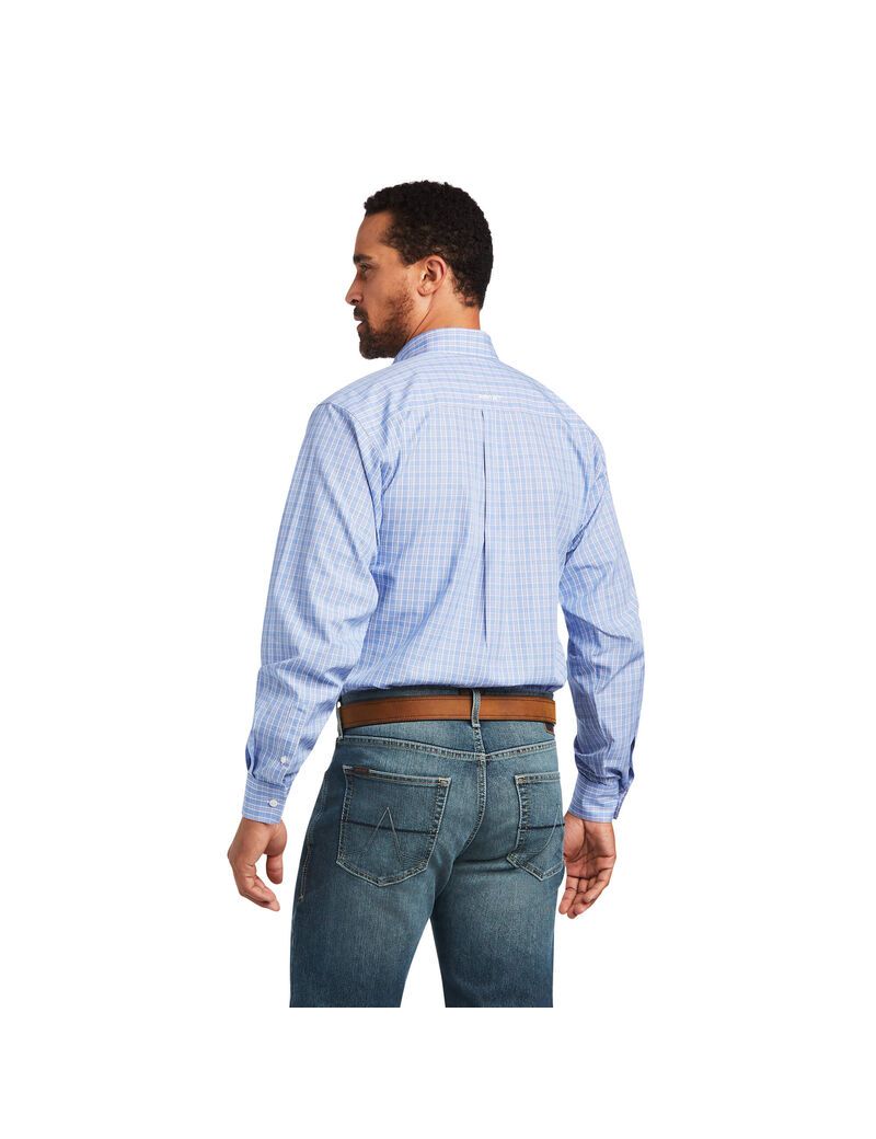 Camisas De Traje Ariat Wrinkle Free Noah Fitted Hombre Azules | JLUG95812