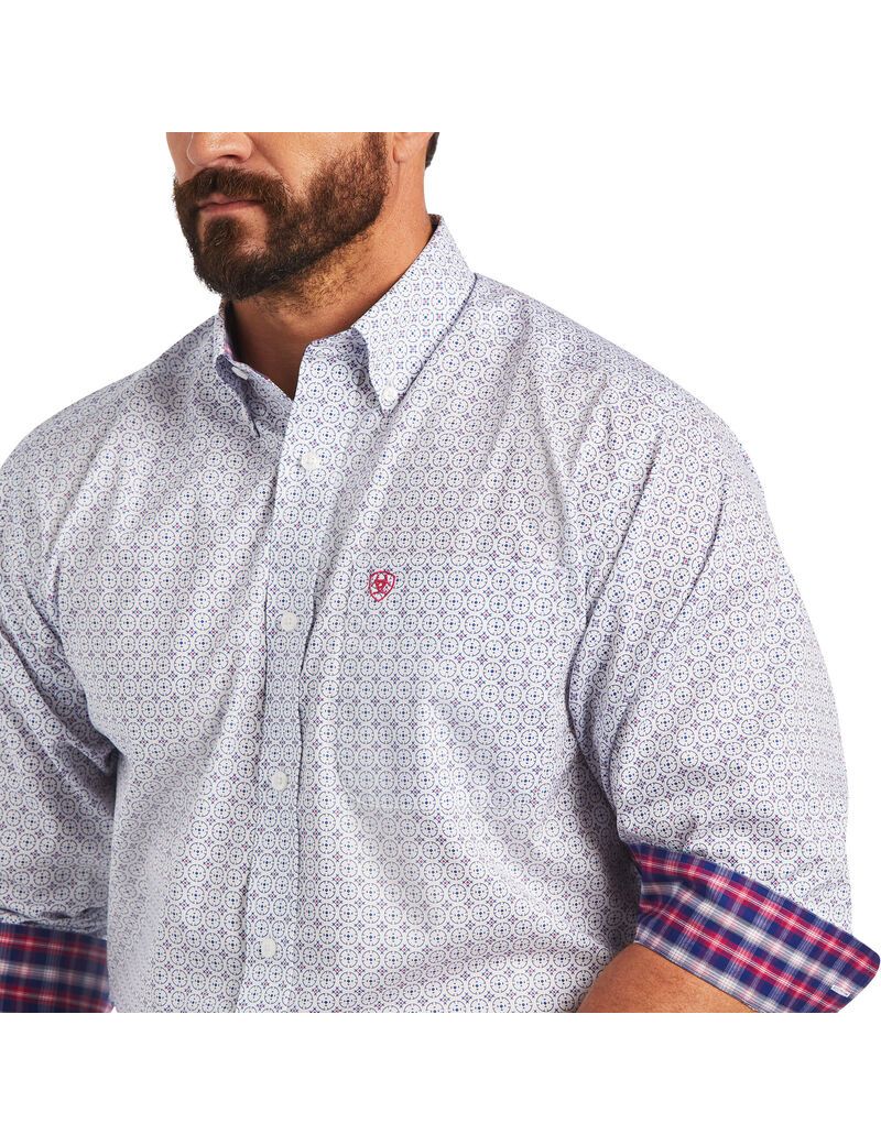 Camisas De Traje Ariat Wrinkle Free Sloan Classic Fit Hombre Blancas | CLXI09283