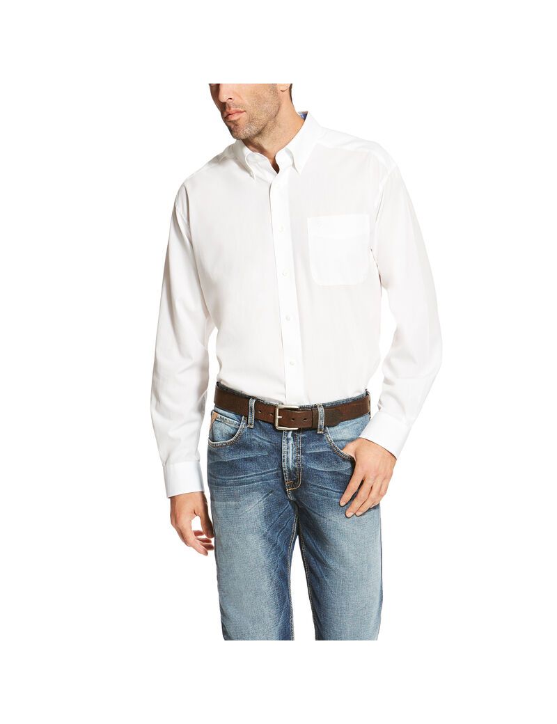 Camisas De Traje Ariat Wrinkle Free Solid Hombre Blancas | KROW70584