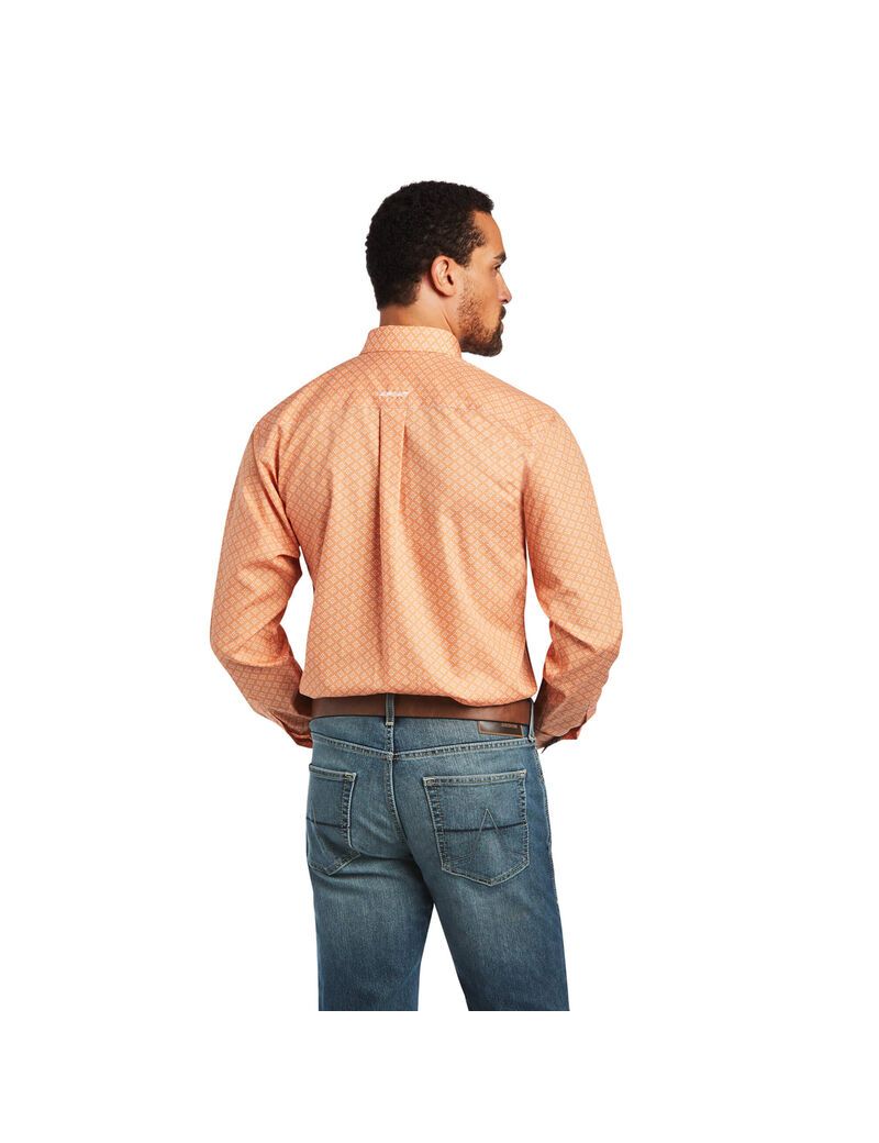 Camisas De Traje Ariat Wrinkle Free Yakov Fitted Hombre Coral | OBXL76425