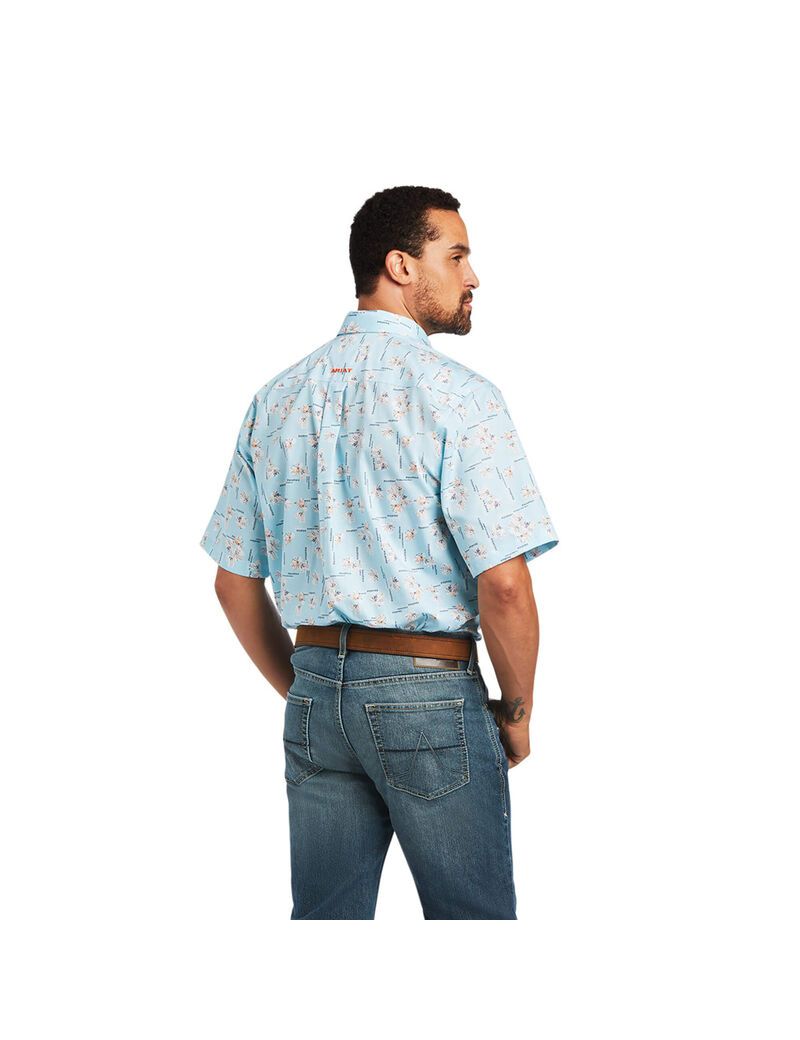 Camisas De Traje Ariat Wrinkle Free Yariel Classic Fit Hombre Azules | SWQG74263