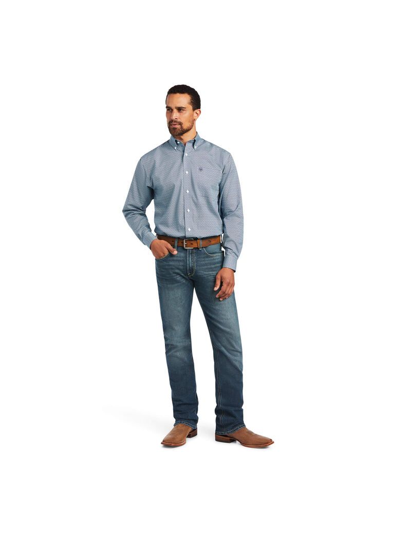 Camisas De Traje Ariat Wrinkle Free Yoel Classic Fit Hombre Gris | AQWP18324