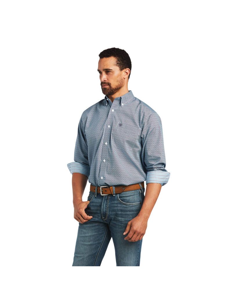 Camisas De Traje Ariat Wrinkle Free Yoel Classic Fit Hombre Gris | AQWP18324