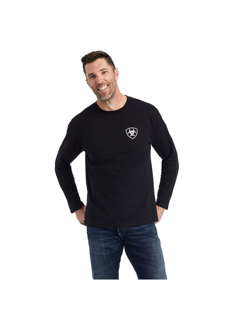 Camiseta Ariat Categoria Crest Hombre Negras | LZXG01456