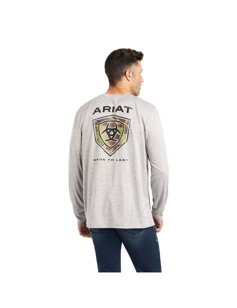 Camiseta Ariat Charger Camo Shield Hombre Gris Claro | JFHP92708