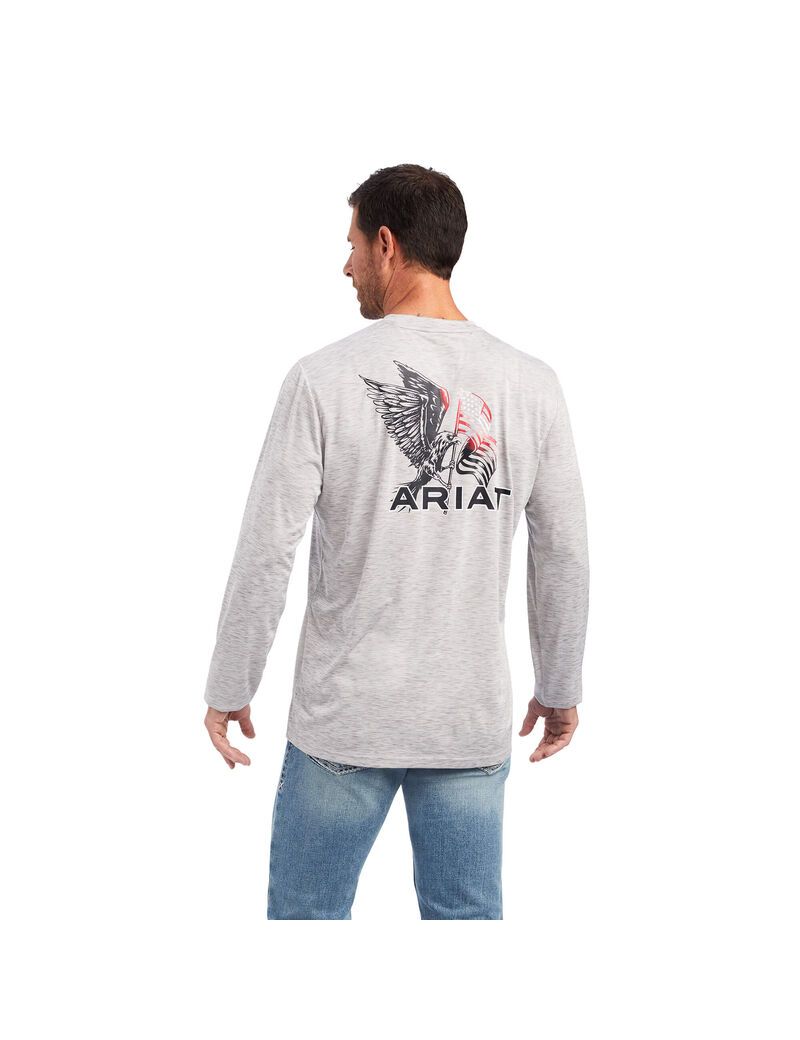 Camiseta Ariat Charger Free Bird Hombre Gris | SIAR02849