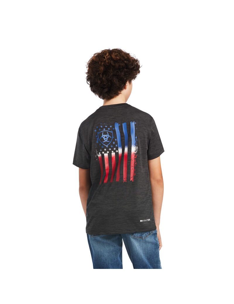 Camiseta Ariat Charger Patriotic Tee Niños Gris | YIWC83950