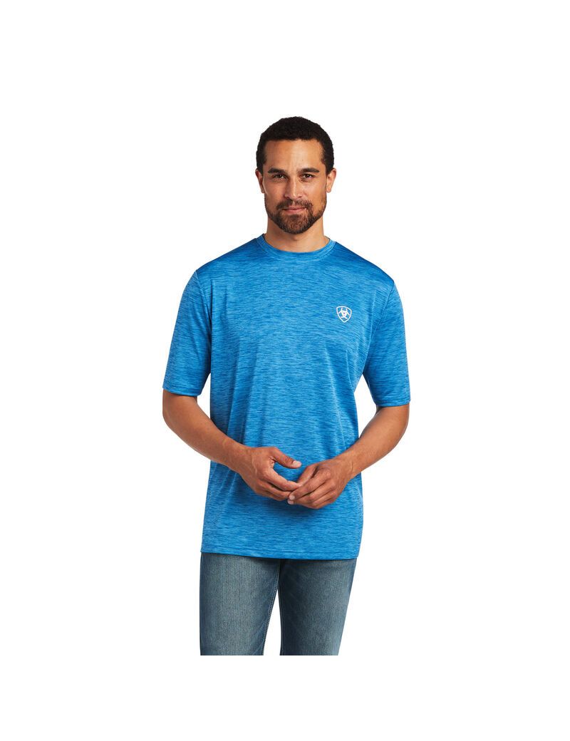 Camiseta Ariat Charger Vertical Flag Tee Hombre Azules | DMXU54629