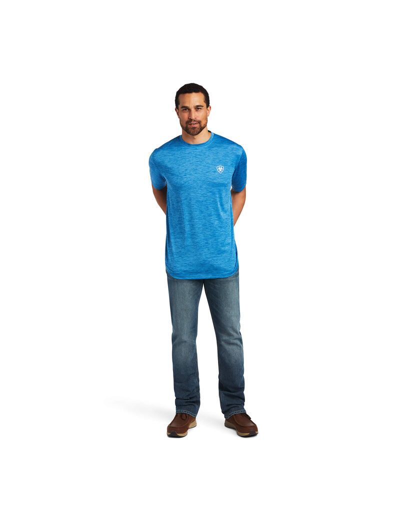 Camiseta Ariat Charger Vertical Flag Tee Hombre Azules | DMXU54629