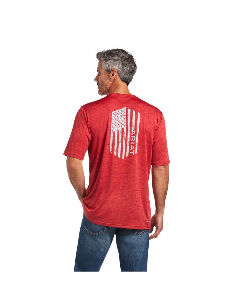 Camiseta Ariat Charger Vertical Flag Tee Hombre Multicolor | FTDQ75824