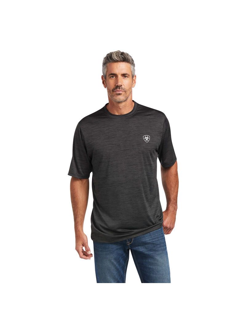 Camiseta Ariat Charger Vertical Flag Tee Hombre Gris | TZRX93461