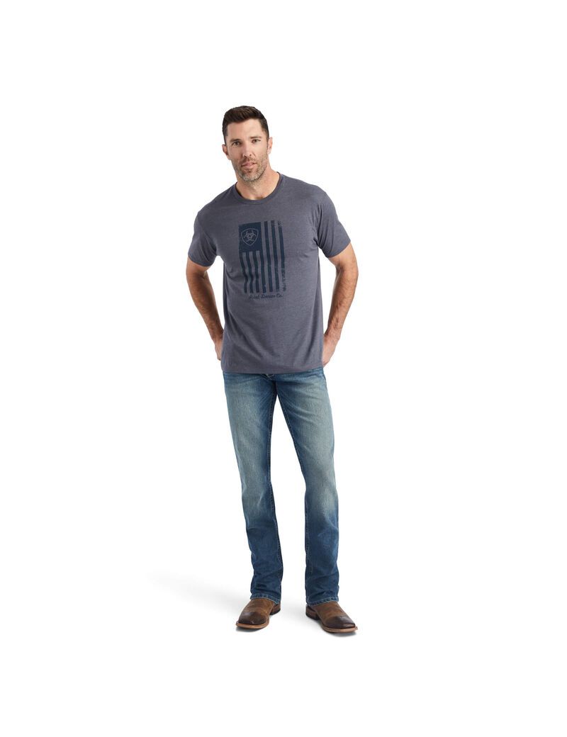 Camiseta Ariat Faded Hombre Titanium | PVHO18629