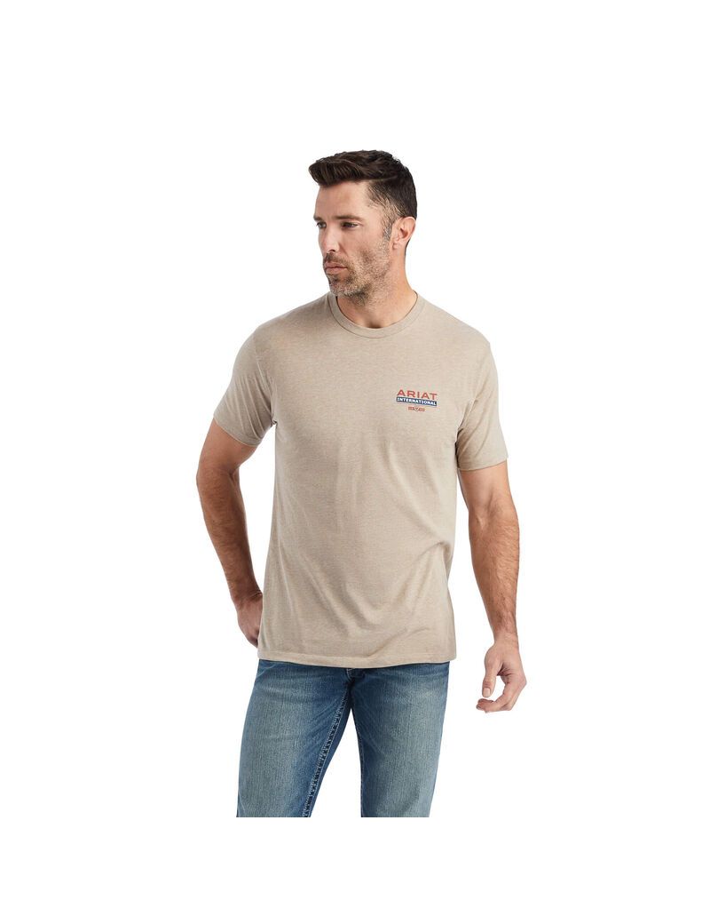 Camiseta Ariat Flag Flow Hombre Beige | RQHD53106