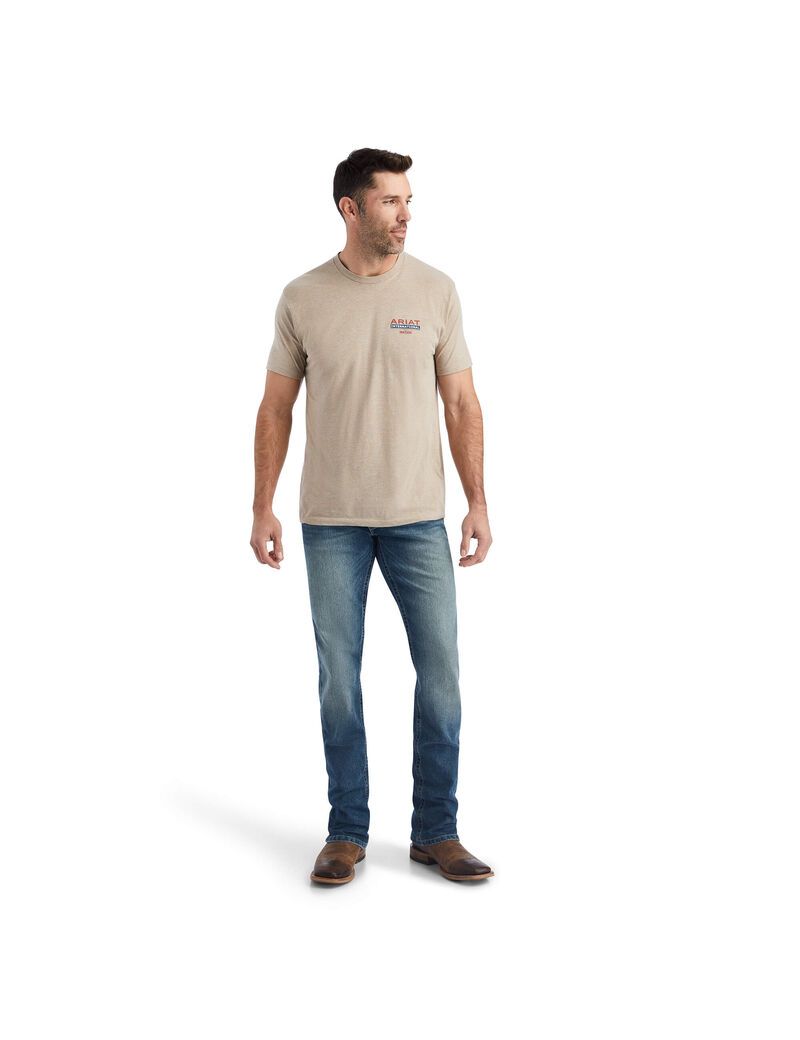 Camiseta Ariat Flag Flow Hombre Beige | RQHD53106