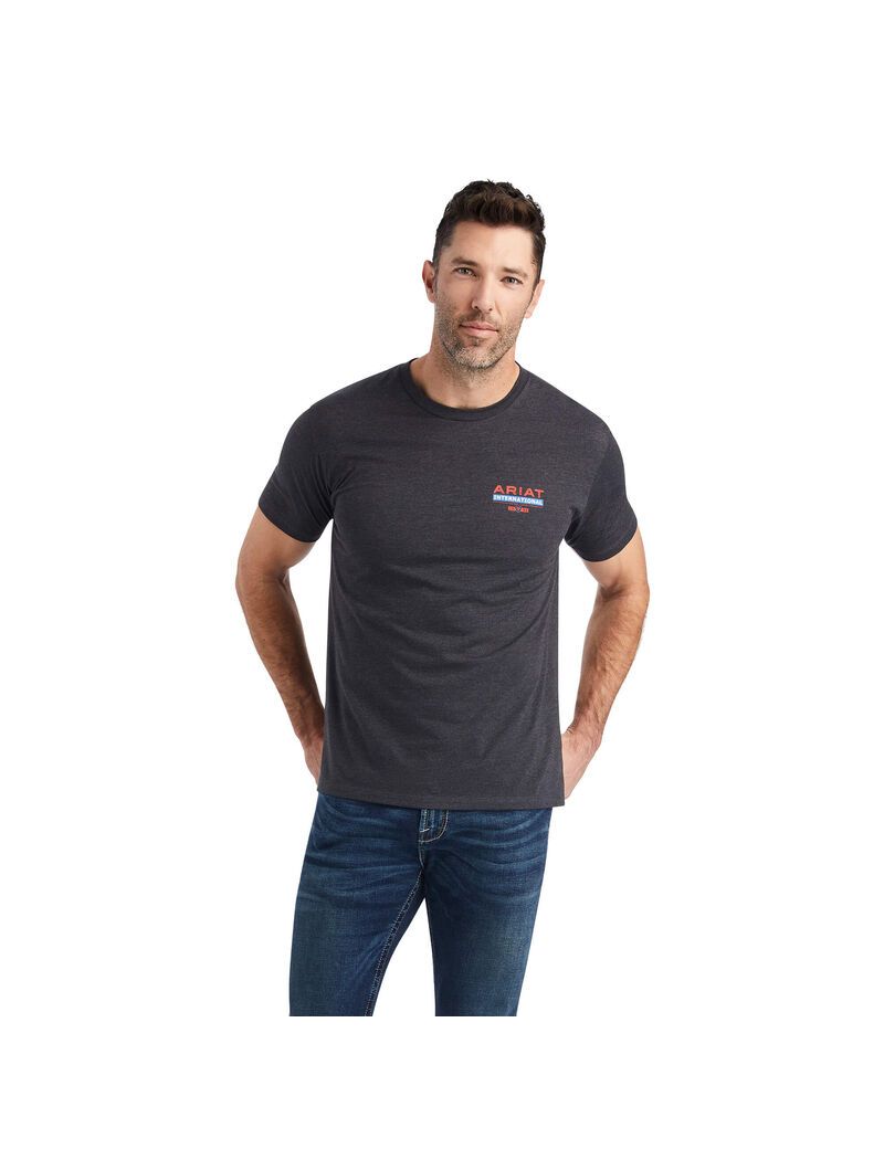 Camiseta Ariat Flag Flow Hombre Gris | BQIC07825