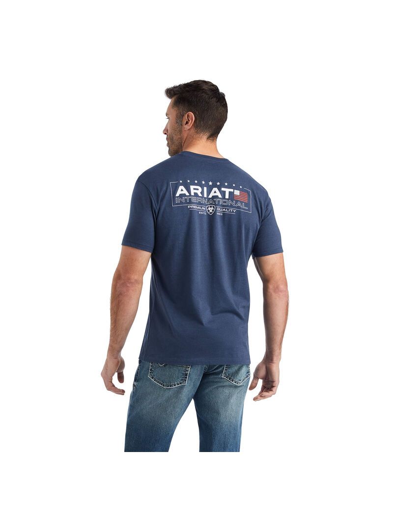 Camiseta Ariat Horizontal Hombre Azul Marino | WTAH91856