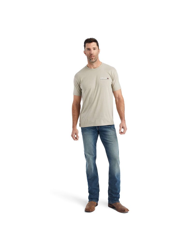 Camiseta Ariat Horizontal Hombre Kaki | VESF04562