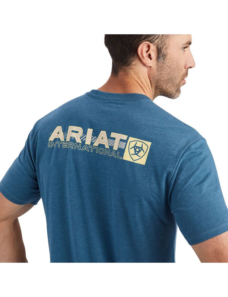 Camiseta Ariat Linear Octane Hombre Gris Azules | TQFA03456